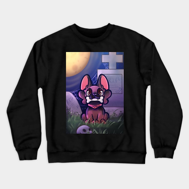 Puppy with a bone in mouth Crewneck Sweatshirt by OrangeRamphasto